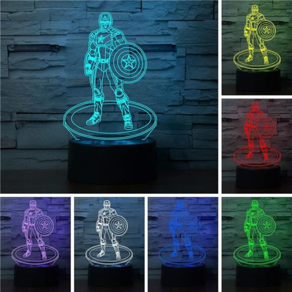 3D Captain America LED Night Light & Lamp Gifts or Home Decorations